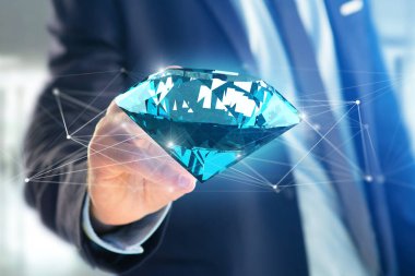  Bağlantıları - 3d render önünde shinning elmas