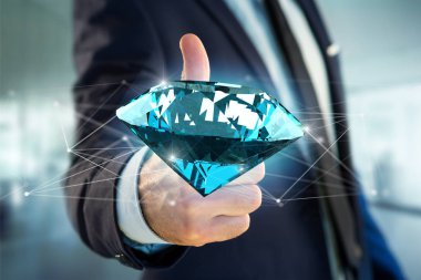  Bağlantıları - 3d render önünde shinning elmas