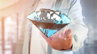  Bağlantıları - 3d render önünde shinning elmas