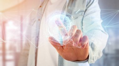 Dünya kavramı simge futuristik bir arayüze üzerinde bağlı 