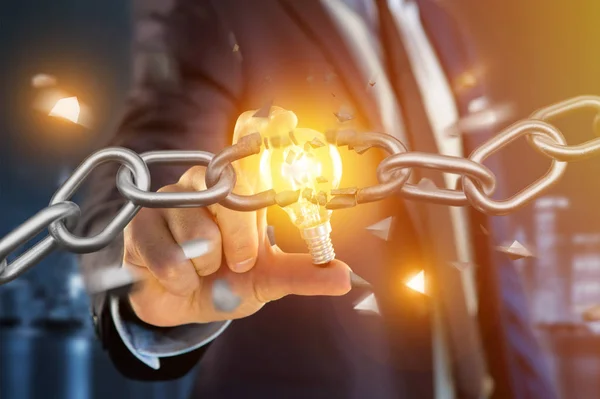 símbolo de elo de corrente de renderização 3D com três correntes
