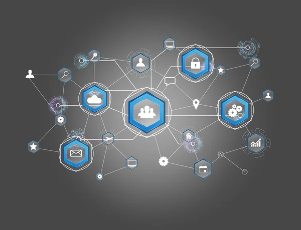 Connessione di rete aziendale visualizzata — Foto Stock