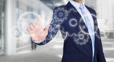 Teknoloji arabirimi dokunmadan işadamı 