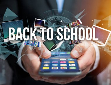 Geri başlık kaplı gibi smartphone aygıt tarafından okul, tablet için