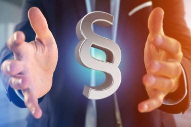 Adalet ve hukuk sembolü futuristik bir arayüze - 3d üzerinde görüntülenen 