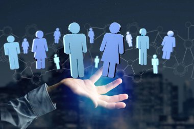 Ağ bağlantısı kişi ile her diğer - 3d işleme bağlı