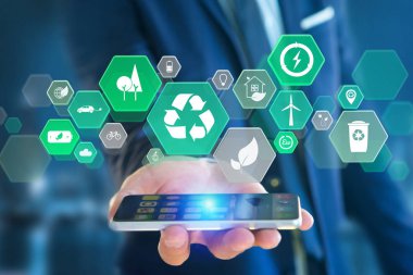 Teknoloji ekolojik arabirim üzerinde bir futuristi simgesiyle