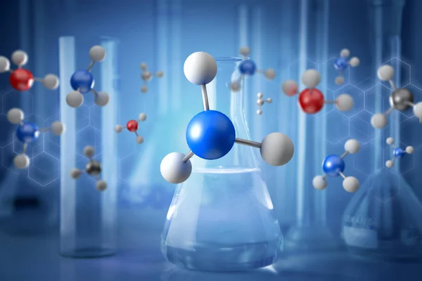 医療インターフェイス上に表示された 3 d レンダリングの分子 — ストック写真