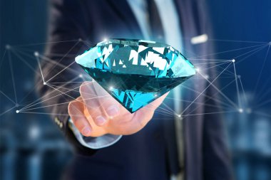  Bağlantıları - 3d render önünde shinning elmas