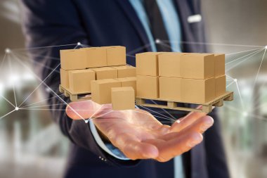 Ağ bağlantı sistemi - 3d render ile carboxes palet