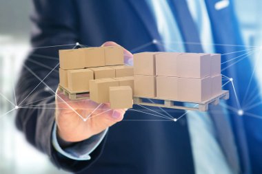Ağ bağlantı sistemi - 3d render ile carboxes palet