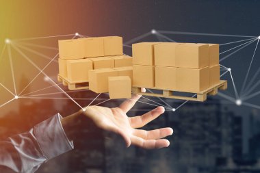Ağ bağlantı sistemi - 3d render ile carboxes palet