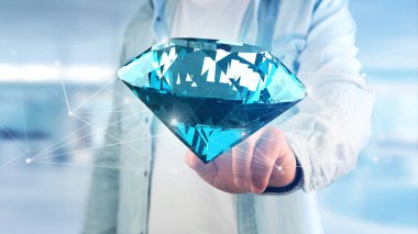  Bağlantıları - 3d render önünde shinning elmas