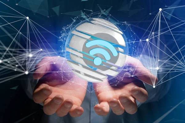 Simbolo Wifi visualizzato in una sfera affettata - rendering 3d — Foto Stock