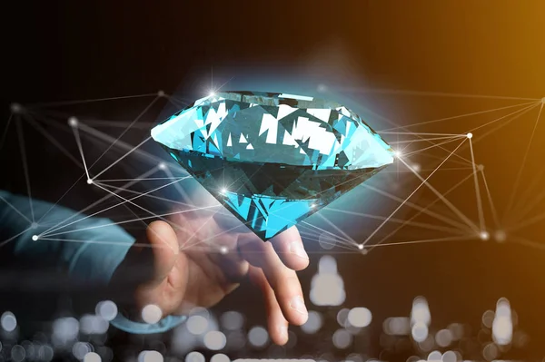 Διαμάντι shinning μπροστά συνδέσεις καθιστούν - 3d — Φωτογραφία Αρχείου