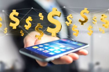 Dolar işareti bir ağ bağlantı etrafında uçan