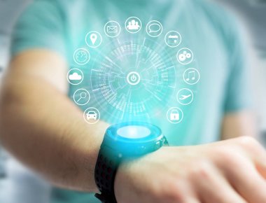 Giriş düğmesini uygulama - teknoloji app kavramı çevrili teknoloji arabiriminin görünümünü