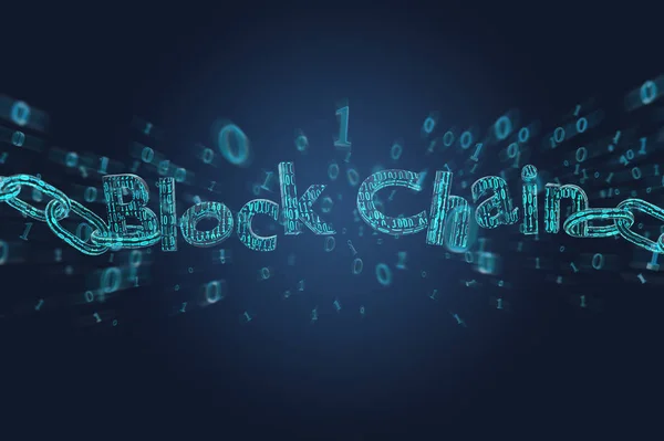 Blockchain Titel Med Cahin Gjord Data Nummer — Stockfoto