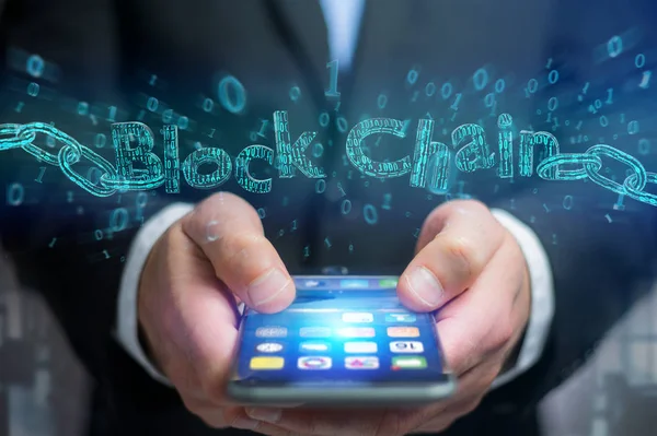 View Blockchain Title Cahin Made Data Number Render — Stock Photo, Image