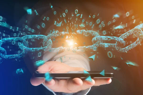 Bir kırık blockchain patlayan zayıf bir bağlantı görünümü