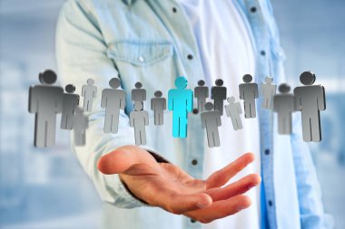  İnsanların - 3d render bir ağ görünümü