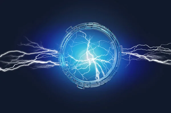 Weergave Van Een Bout Thunder Verlichting Een Sciencefiction Wiel Interface — Stockfoto