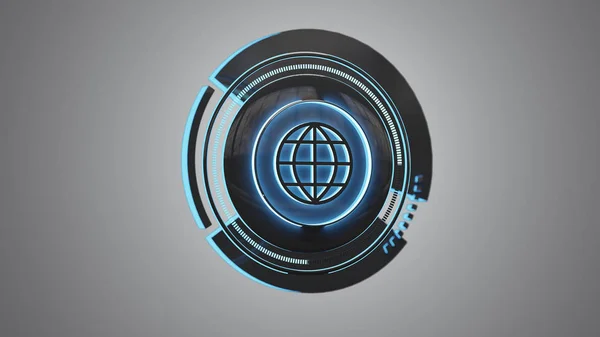 Вид Технологічну Кнопку Глибини Глобуса Ізольовану Рівномірному Тлі Рендеринга — стокове фото