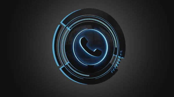 Προβολή Ενός Κουμπιού Τεχνολογικό Τηλέφωνο Shinny Απομονώνονται Ένα Ομοιόμορφο Φόντο — Φωτογραφία Αρχείου