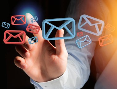 Fütüristik bir arabirimde - onaylı e-posta ve spam iletisinin görünümünü mesaj ve internet kavramı