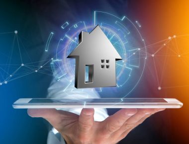 Bir futuristik bir arayüze - 3d render üzerinde görüntülenen bir parlak gümüş gören manzarası