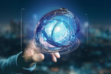 Hologram görünümünü bir araç futuristik Finans veri arabirimi - 3d render ile yapılan
