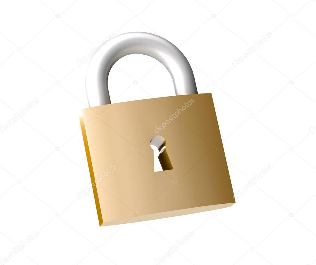 View of a Padlock security connection isolated on a color background - 3d rendering