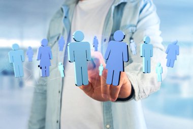 Ağ bağlantısı kişi ile her diğer - 3d işleme bağlı