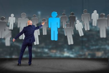 İşadamı ağ bağlantı insanlar ile duvar önünde birbirlerine - 3d işleme bağlı