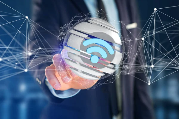 View Wifi Symbol Displayed Sliced Sphere Rendering — Stock Photo, Image