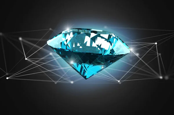 Veiw Diamant Shinning Devant Les Connexions Rendu — Photo
