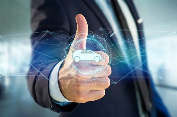 Blick Auf Eine Auto Ikone Auf Einer Futuristischen Oberfläche — Stockfoto