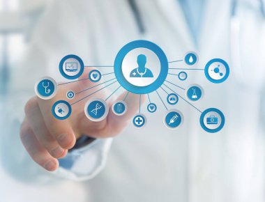 Medecine ve teknoloji arabiriminde görüntülenen genel sağlık simgesi 