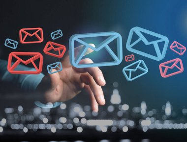 Fütüristik bir arabirimde - onaylı e-posta ve spam iletisinin görünümünü mesaj ve internet kavramı