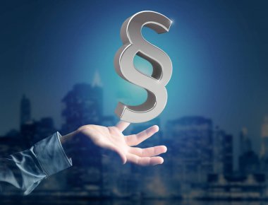 Adalet ve hukuk sembolü fütüristik arabirimde - 3d render görüntülenen görünümünü