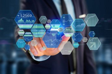 Fütüristik arabiriminde görüntülenen veri bilgileri Ticaret Borsası görünümünü