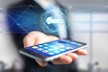 Futuristik bir arayüze araba simgesinin görünümü 