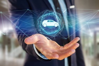 Futuristik bir arayüze araba simgesinin görünümü 