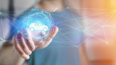 Futuristik bir arayüze araba simgesinin görünümü 