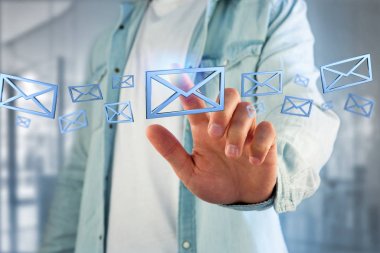 Mavi e-posta simgesi renkli arka plan üzerinde görüntüleme görünümü