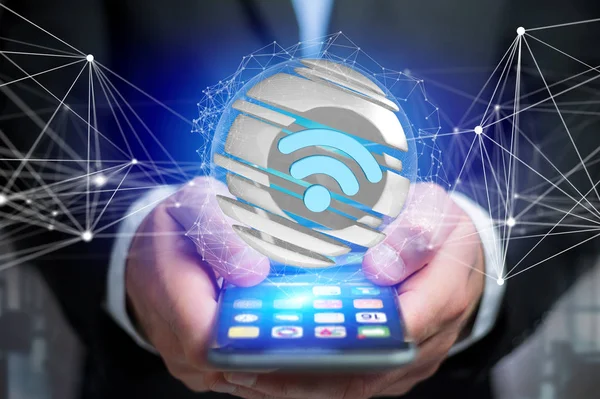 Visualizzazione Del Simbolo Wifi Nella Sfera Affettata — Foto Stock