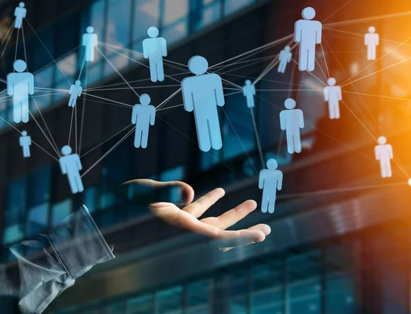 View Network Connection People Linking Each Other — Stock Photo, Image