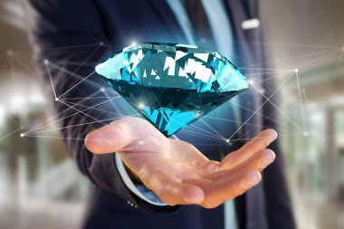 Erkek ver bağlantıları önünde parlayan elmas