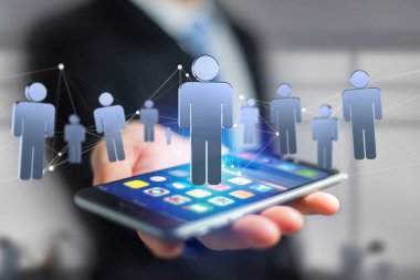 Ağ bağlantısı insanlarla görünümünü birbirlerine arka plan üzerinde bulanık kişi ile bağlantılı