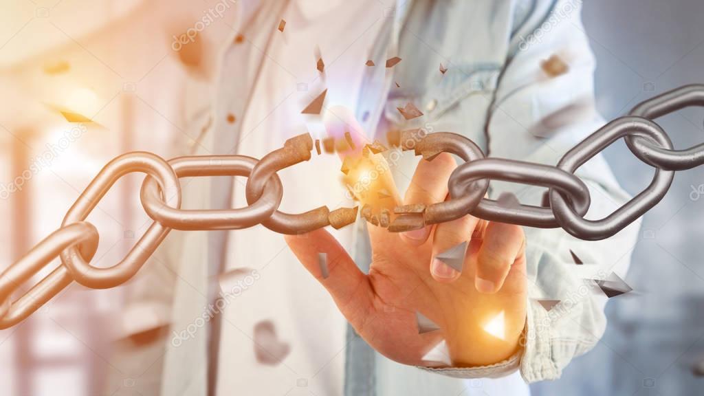 Eslabón débil de la cadena rota explotando 2023